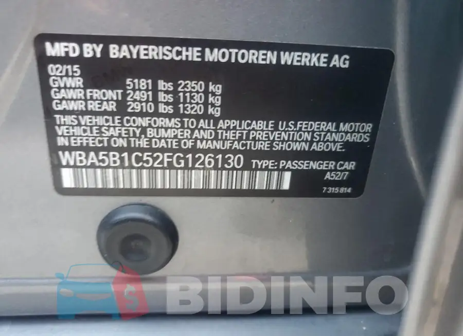 WBA5B1C52FG126130 Photo# 13