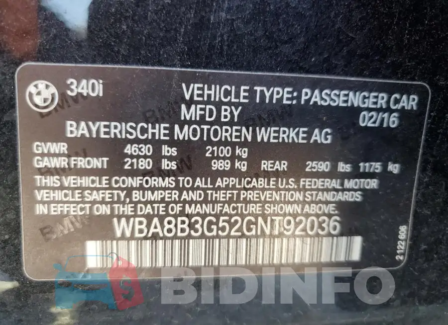 WBA8B3G52GNT92036 Photo# 12