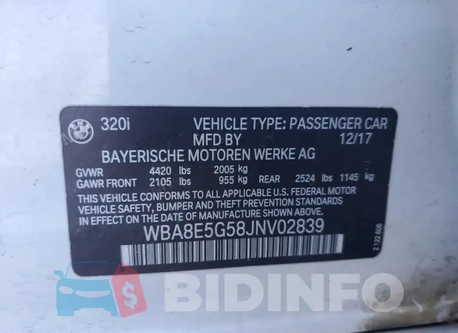 WBA8E5G58JNV02839 Photo# 12