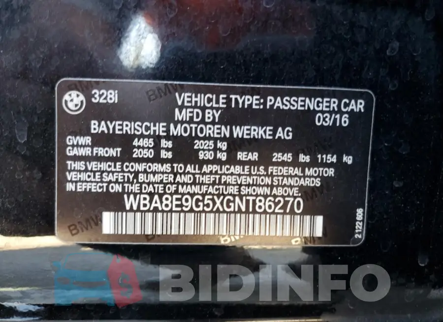 WBA8E9G5XGNT86270 Photo# 12