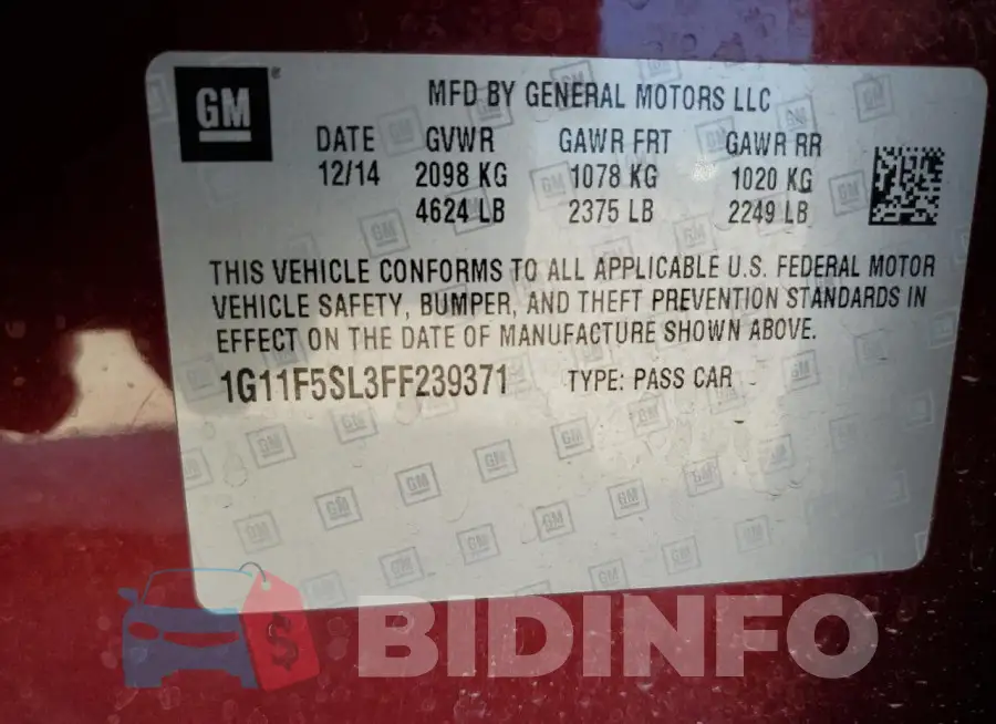 1G11F5SL3FF239371 Photo# 12