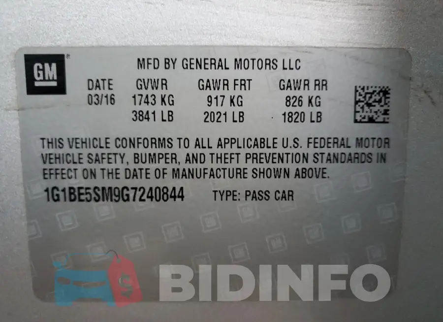 1G1BE5SM9G7240844 Photo# 13