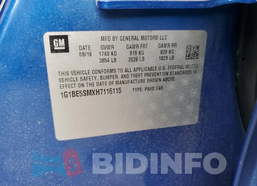 1G1BE5SMXH7116115 Photo# 12