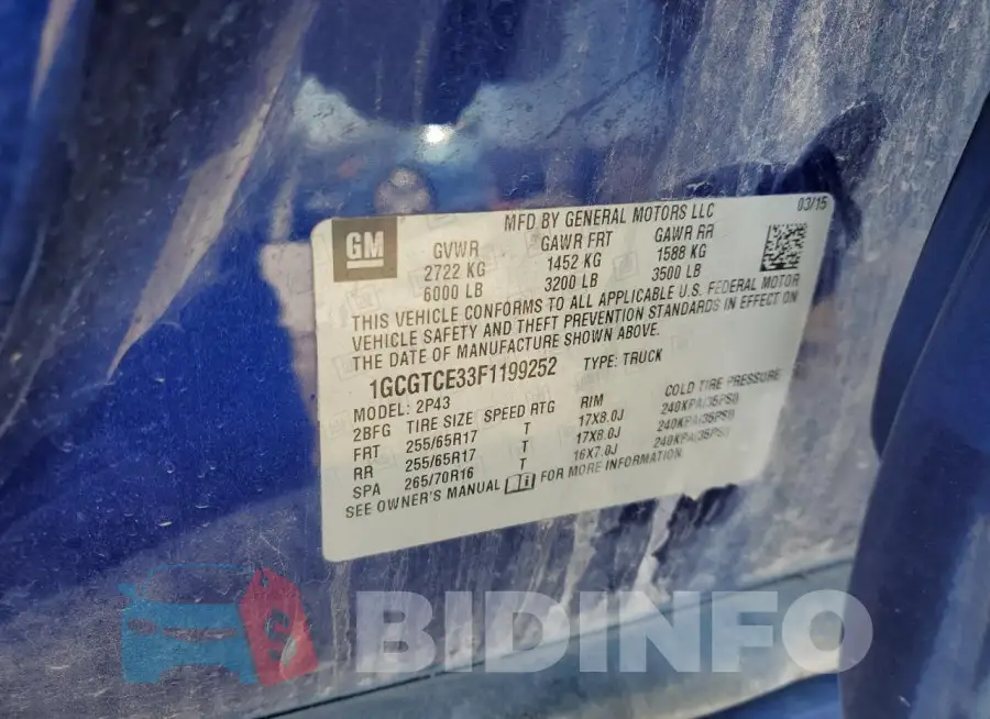 1GCGTCE33F1199252 Photo# 12