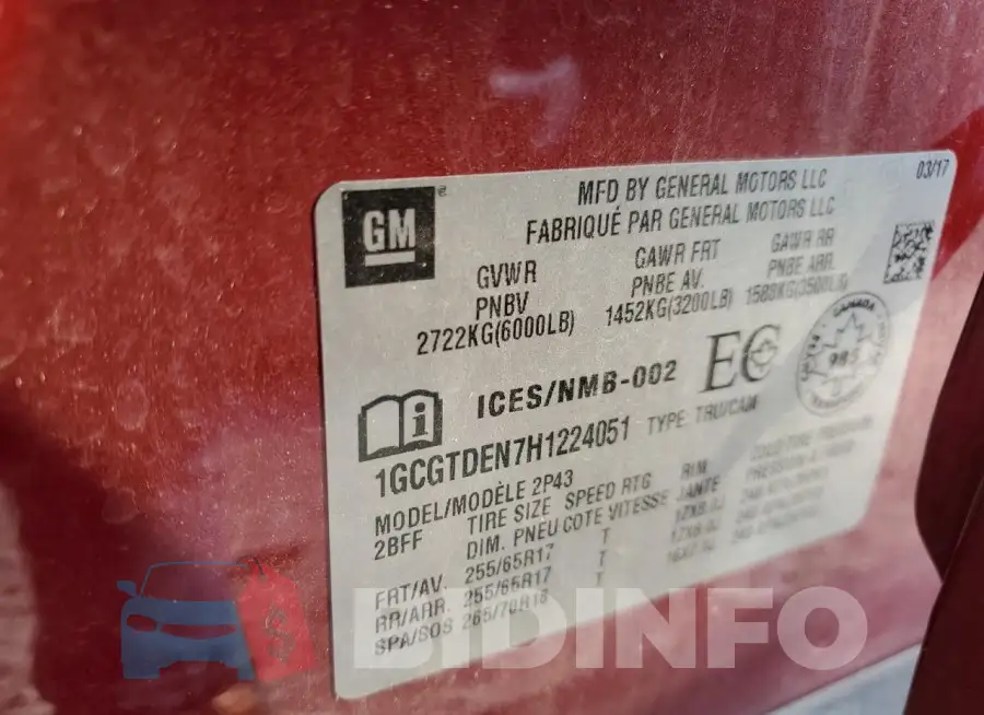 1GCGTDEN7H1224051 Photo# 12