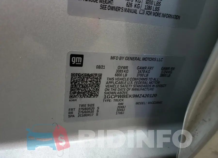 1GCPWBEK9MZ420120 Photo# 12