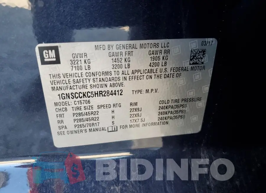 1GNSCCKC5HR284412 Photo# 13