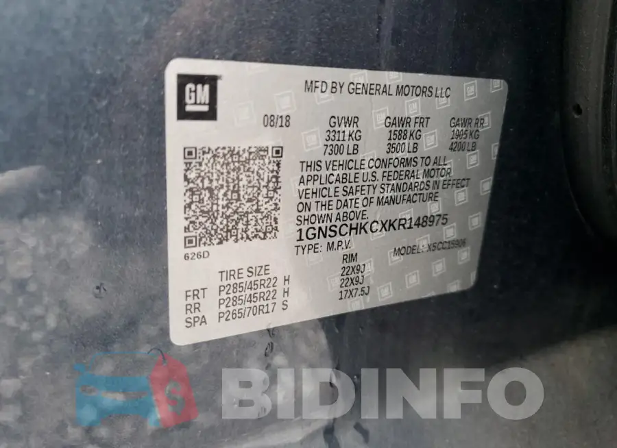 1GNSCHKCXKR148975 Photo# 13