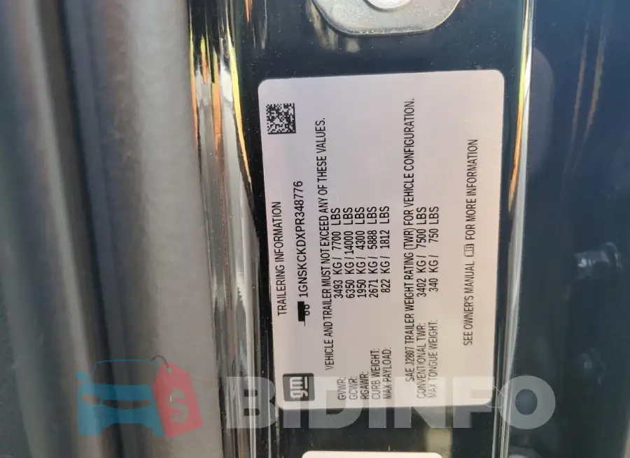 1GNSKCKDXPR348776 Photo# 12