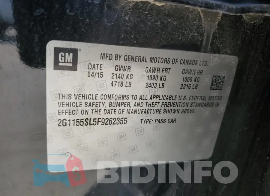 2G1155SL5F9262355 Photo# 12