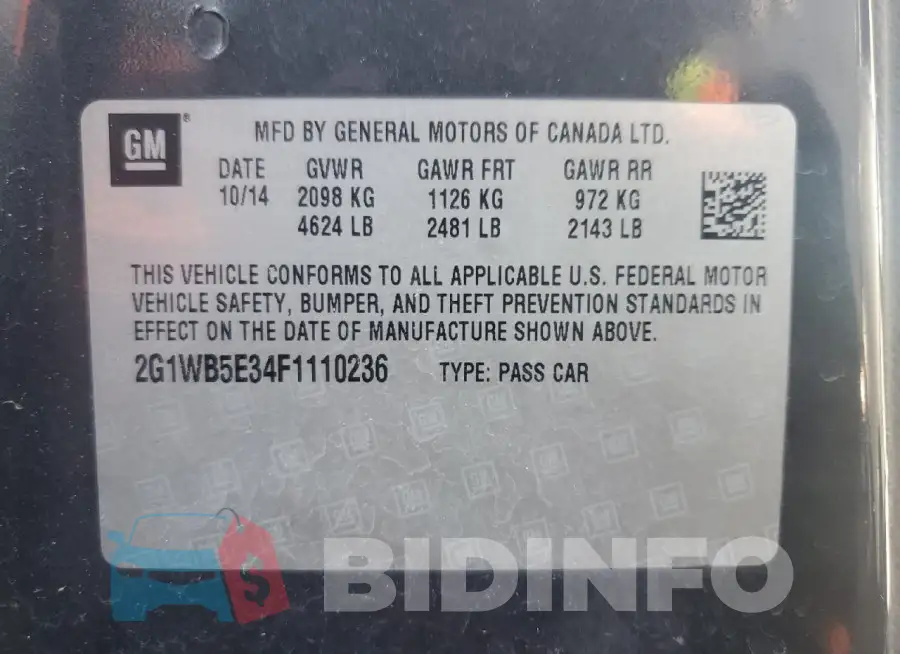 2G1WB5E34F1110236 Photo# 12