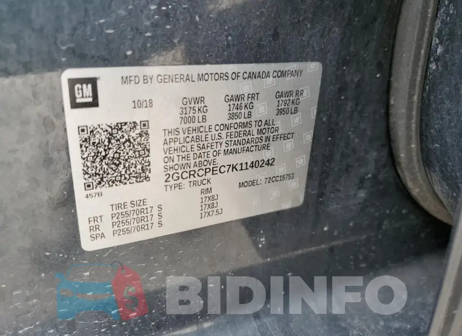 2GCRCPEC7K1140242 Photo# 14