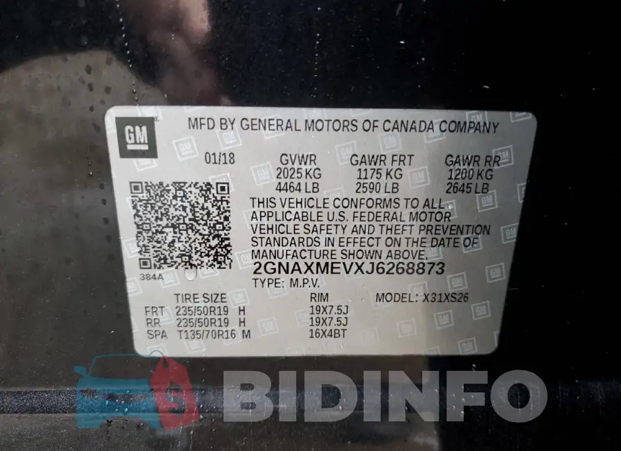 2GNAXMEVXJ6268873 Photo# 13