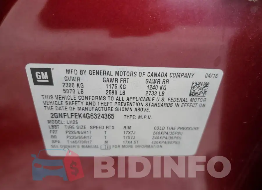 2GNFLFEK4G6324365 Photo# 13