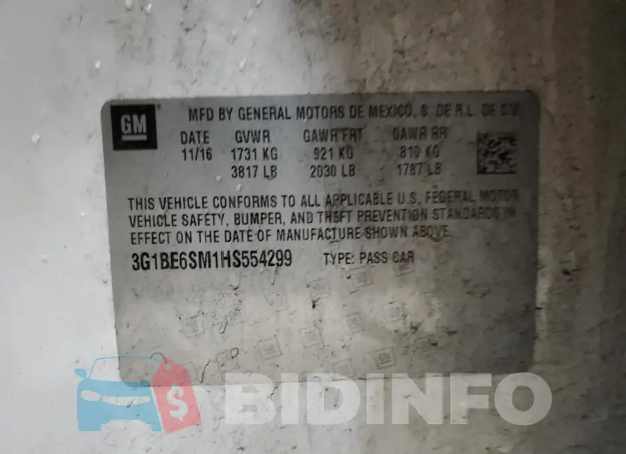 3G1BE6SM1HS554299 Photo# 13