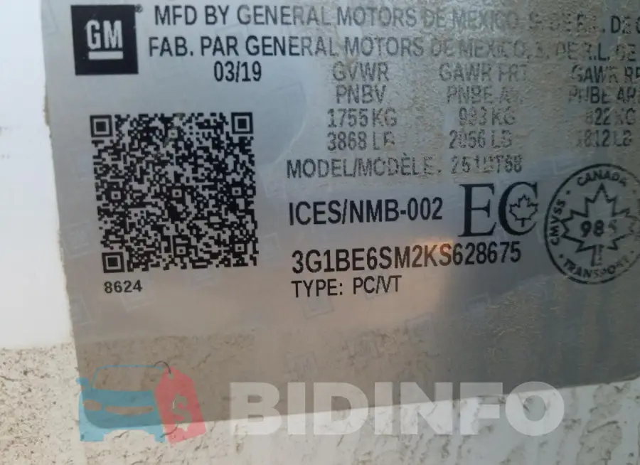 3G1BE6SM2KS628675 Photo# 12