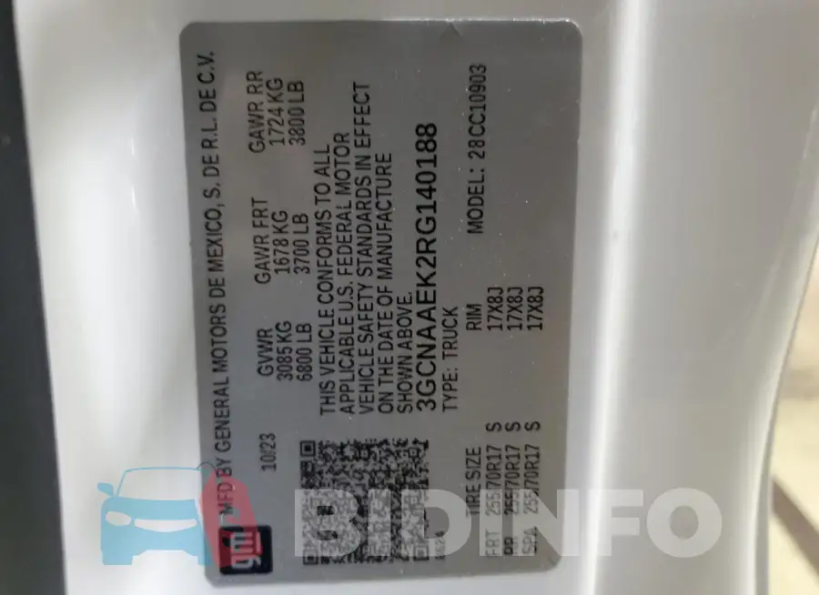3GCNAAEK2RG140188 Photo# 12