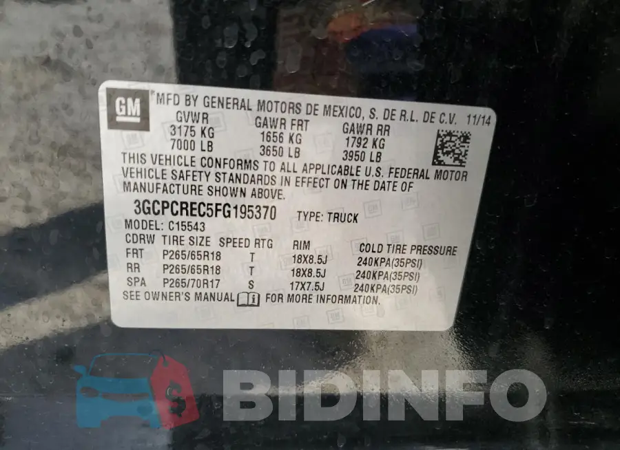 3GCPCREC5FG195370 Photo# 13