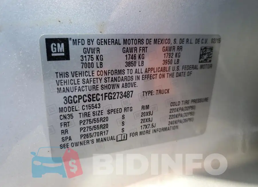 3GCPCSEC1FG273487 Photo# 12
