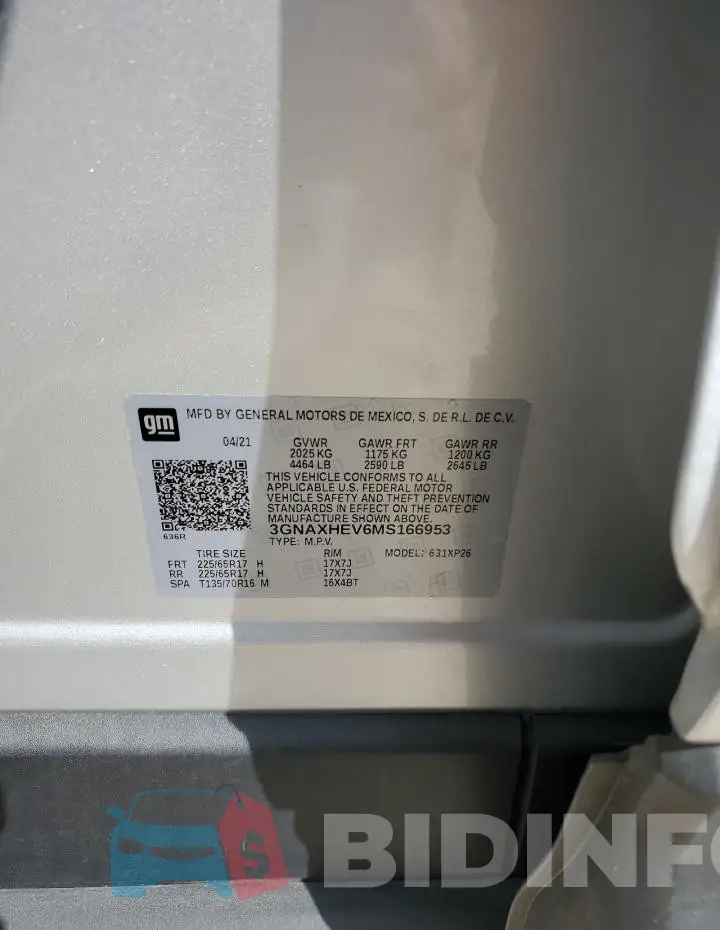 3GNAXHEV6MS166953 Photo# 14