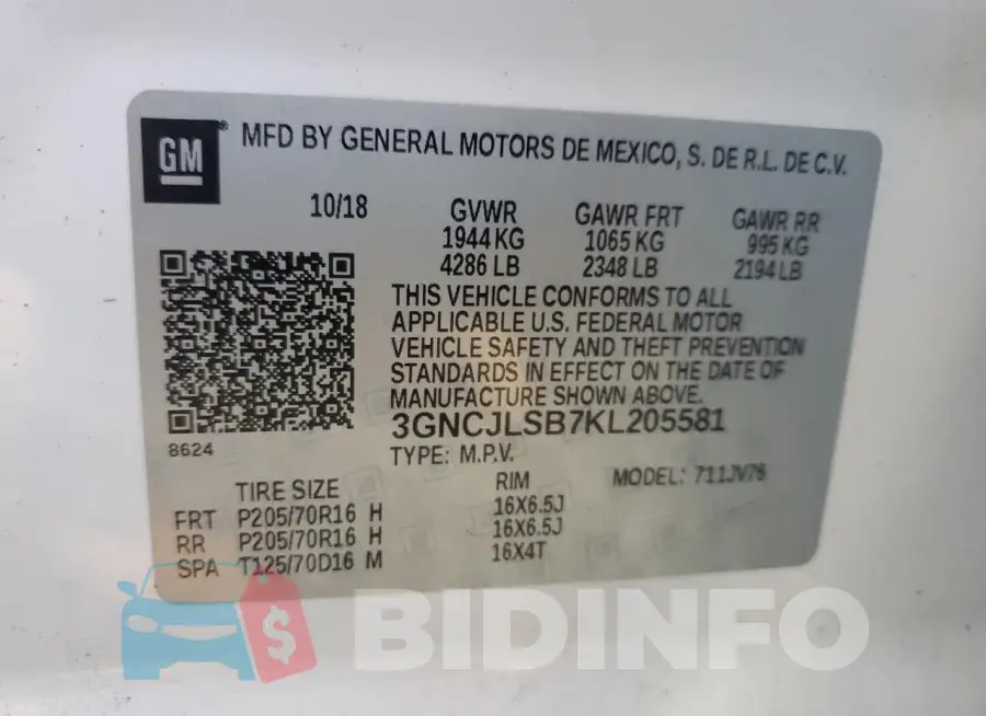3GNCJLSB7KL205581 Photo# 12