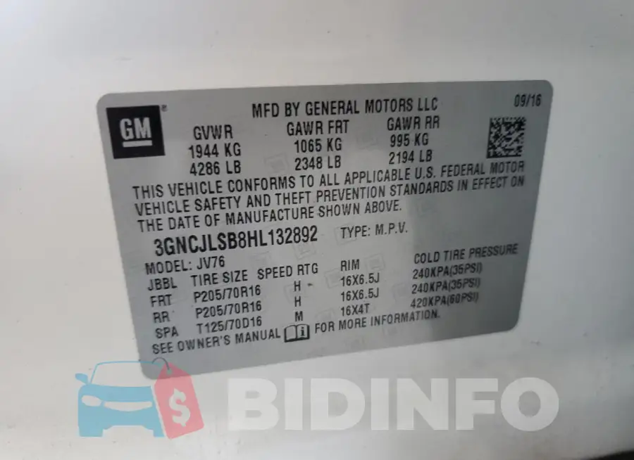 3GNCJLSB8HL132892 Photo# 13