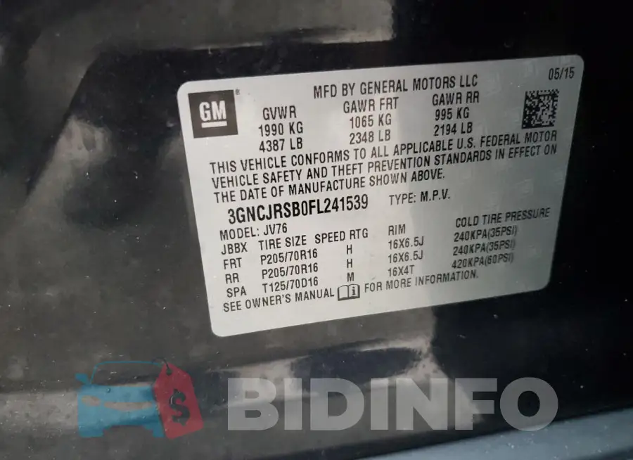 3GNCJRSB0FL241539 Photo# 13