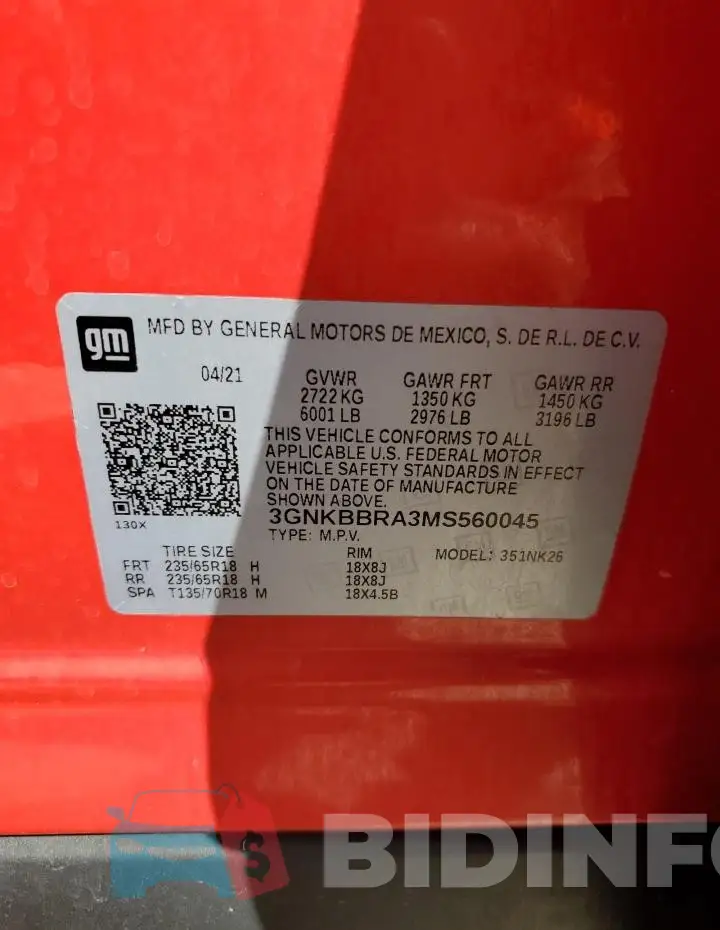 3GNKBBRA3MS560045 Photo# 14