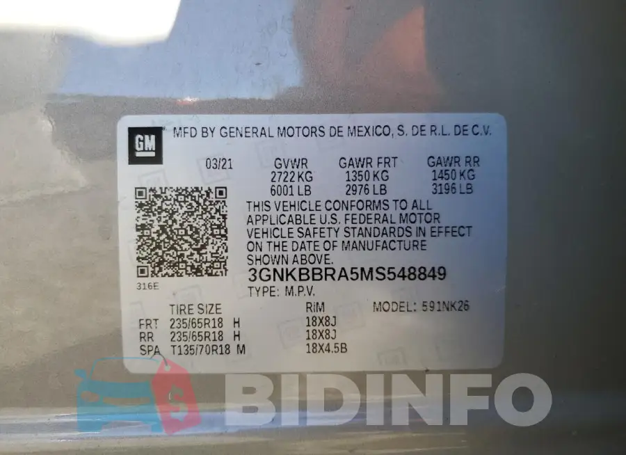 3GNKBBRA5MS548849 Photo# 13