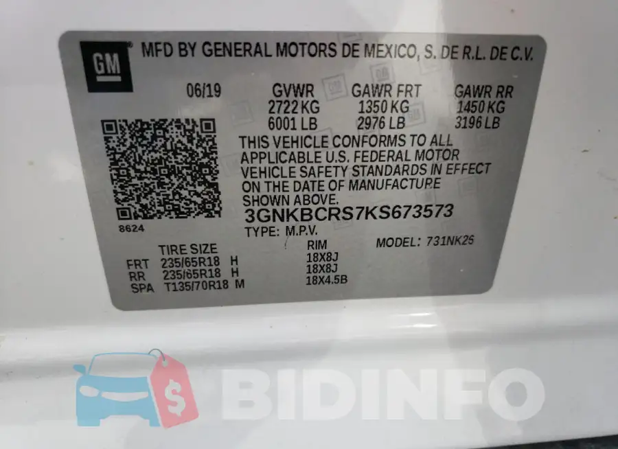 3GNKBCRS7KS673573 Photo# 14