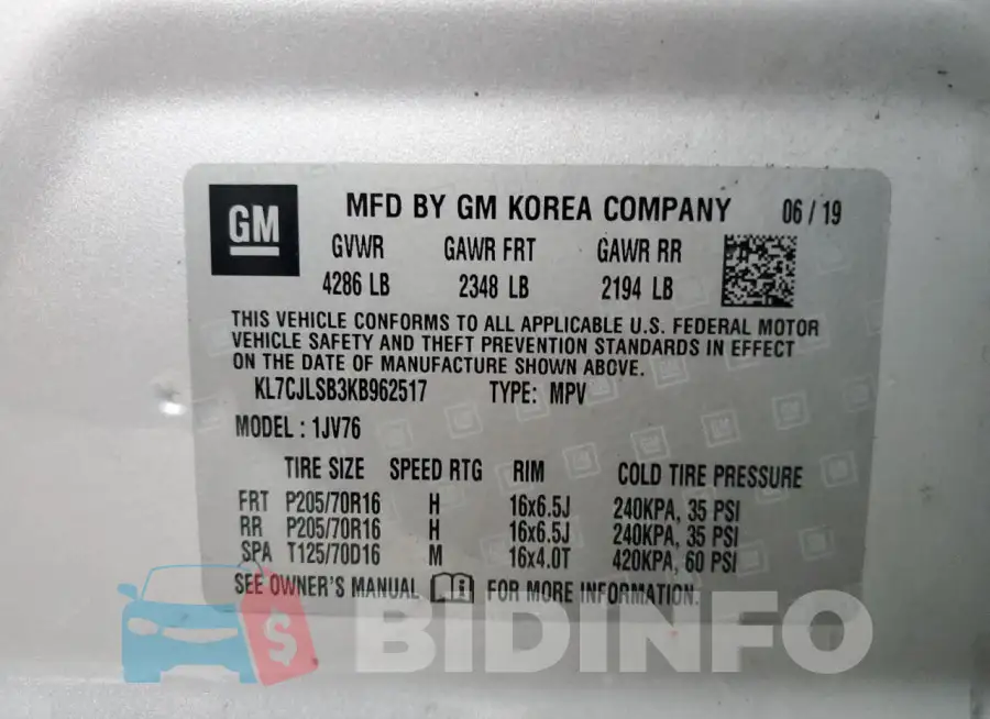 KL7CJLSB3KB962517 Photo# 13