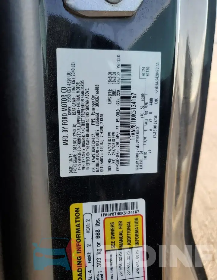 1FA6P8TH0K5134167 Photo# 12