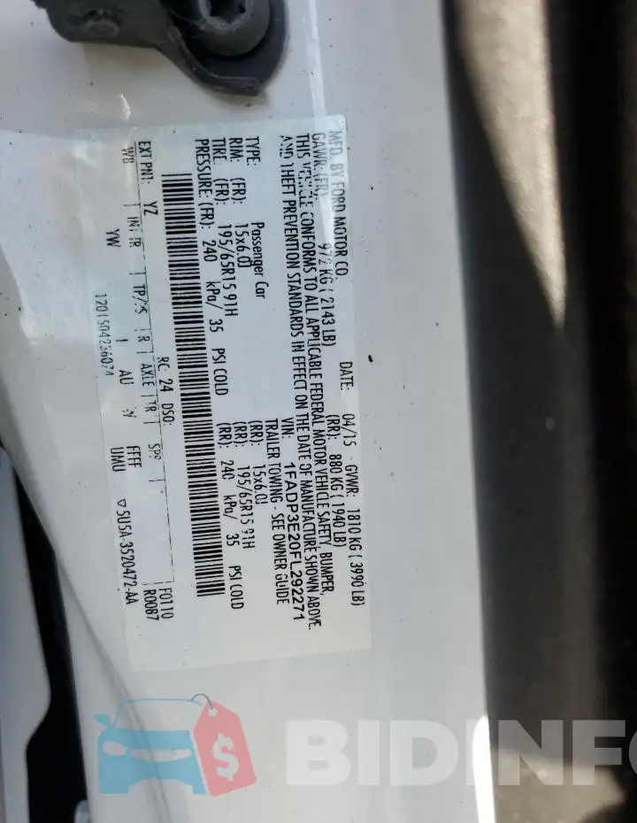 1FADP3E20FL292271 Photo# 12