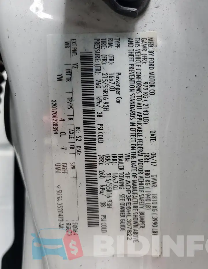1FADP3FE6HL307822 Photo# 12