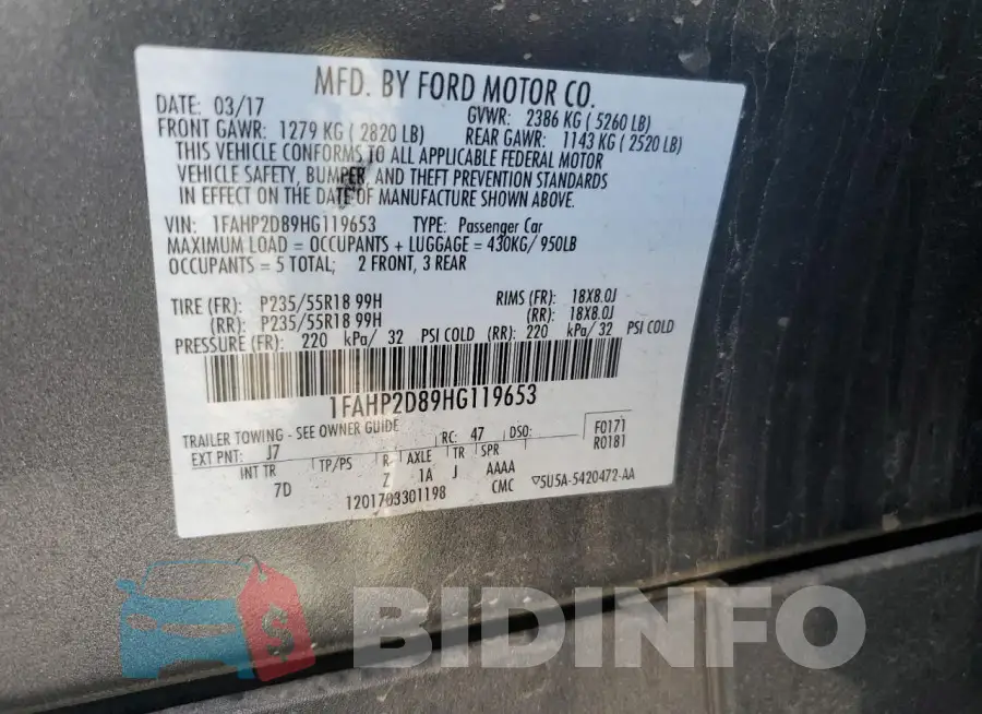 1FAHP2D89HG119653 Photo# 12