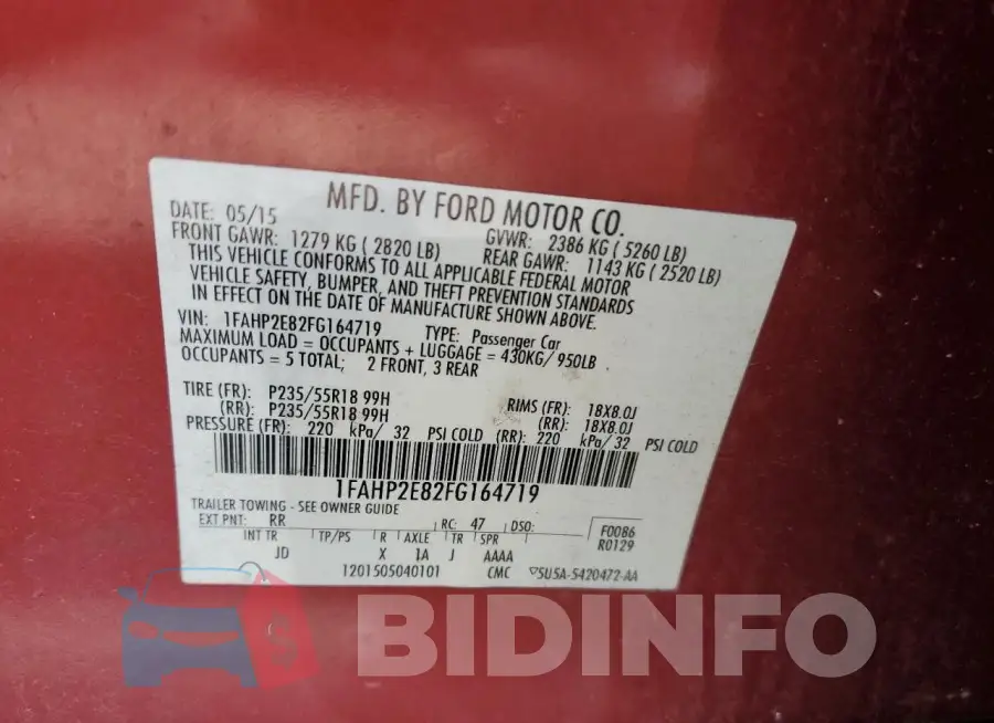 1FAHP2E82FG164719 Photo# 12