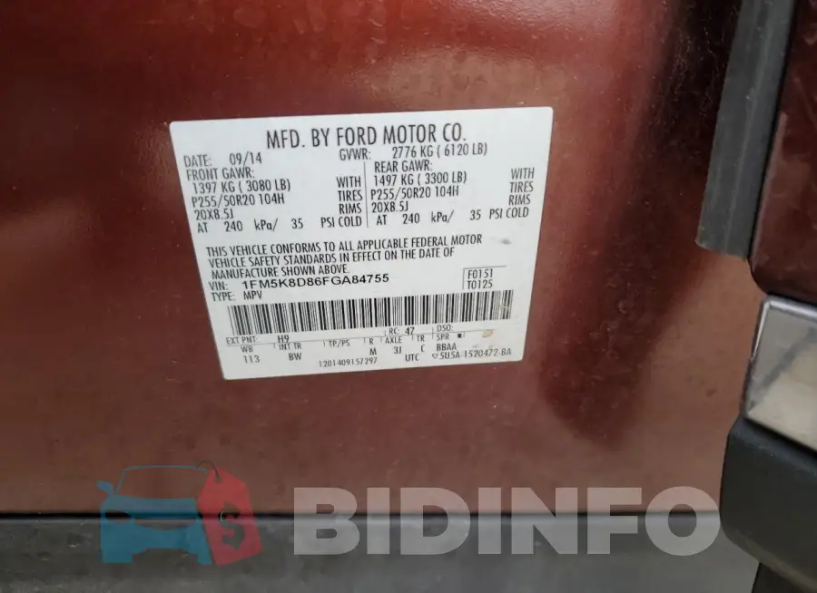 1FM5K8D86FGA84755 Photo# 12