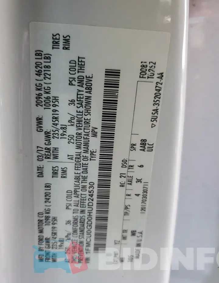 1FMCU0GD0HUD24530 Photo# 13