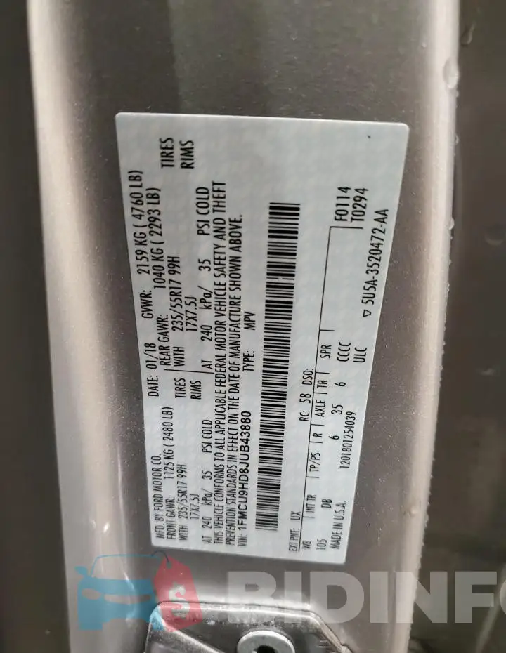 1FMCU9HD8JUB43880 Photo# 13