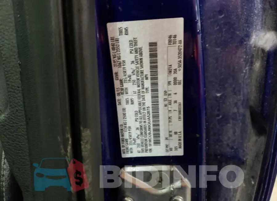 1FMCU9J90GUA52875 Photo# 13