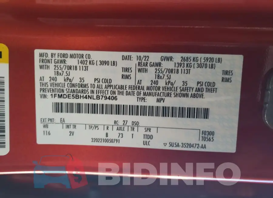 1FMDE5BH4NLB79406 Photo# 13