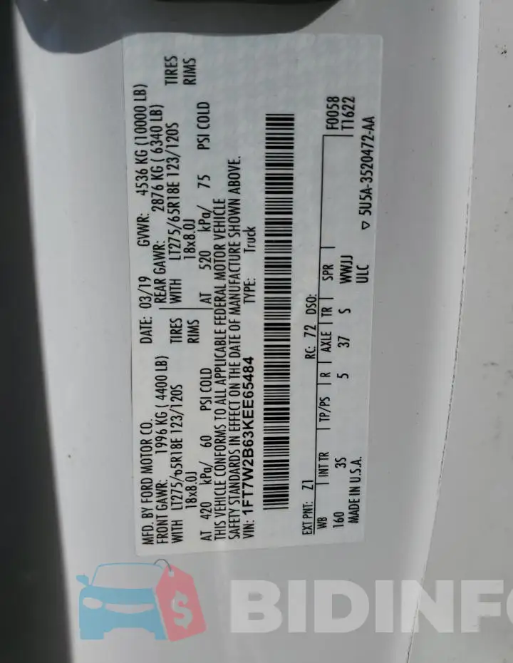 1FT7W2B63KEE65484 Photo# 12