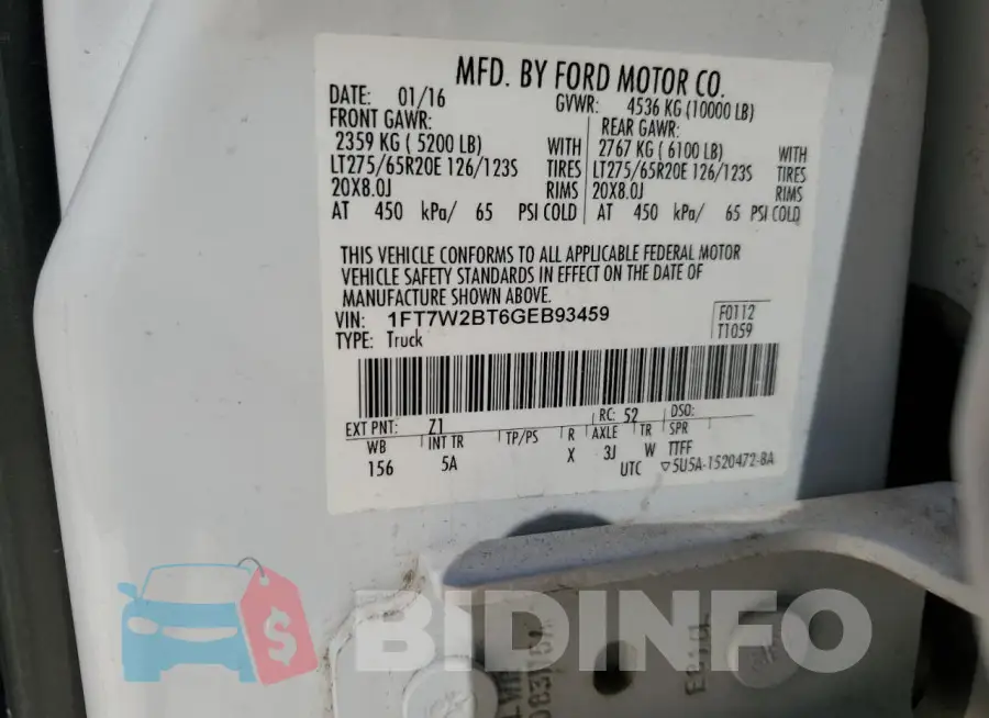 1FT7W2BT6GEB93459 Photo# 12