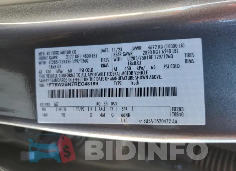1FT8W2BN7REC48199 Photo# 13