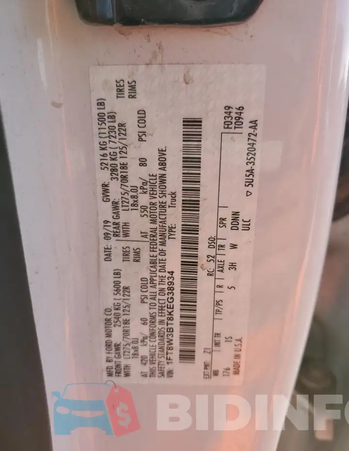 1FT8W3BT8KEG38934 Photo# 13