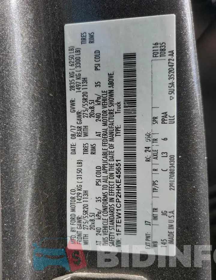 1FTEW1CP2HKE45651 Photo# 12