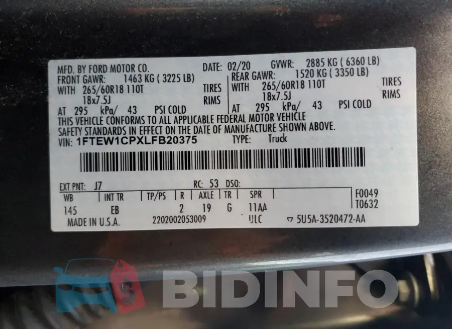 1FTEW1CPXLFB20375 Photo# 12
