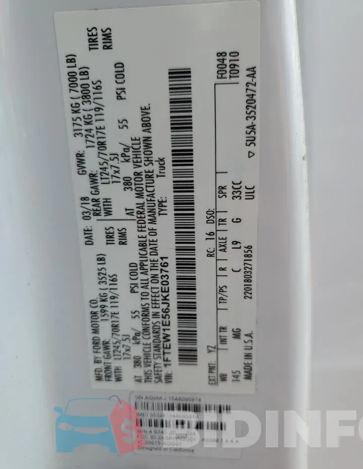 1FTEW1E56JKE03761 Photo# 13