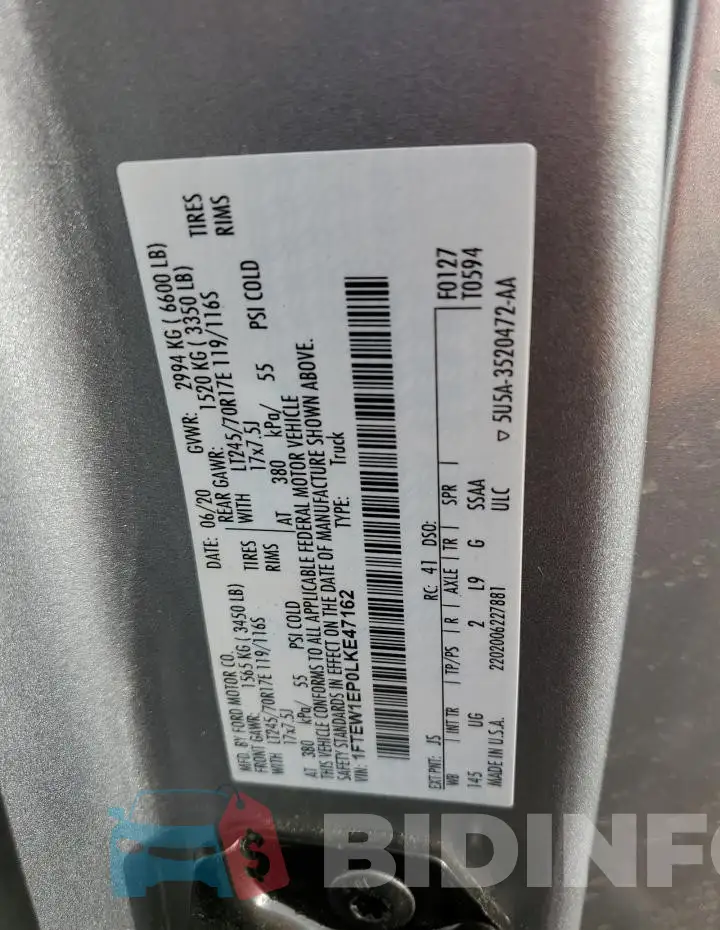 1FTEW1EP0LKE47162 Photo# 12