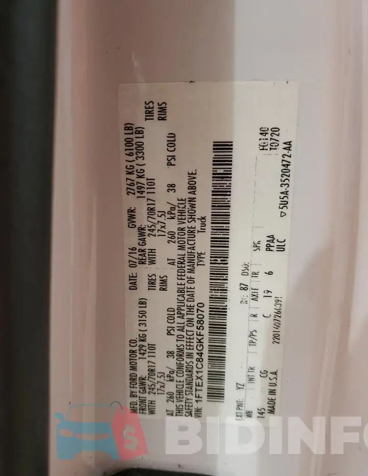 1FTEX1C84GKF58070 Photo# 13